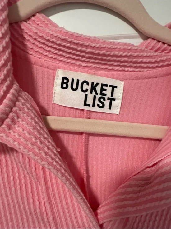 BUCKETLIST Pink Textured Waffle Knit Shirt - Picture 2 of 3